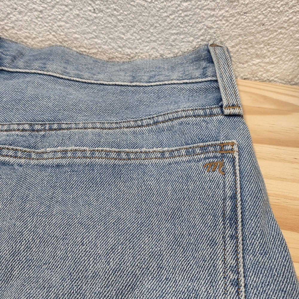 Madewell the Mom Jean Short Denim Blue Shorts Women High Rise Frayed Hem Size 29 - Picture 12 of 16